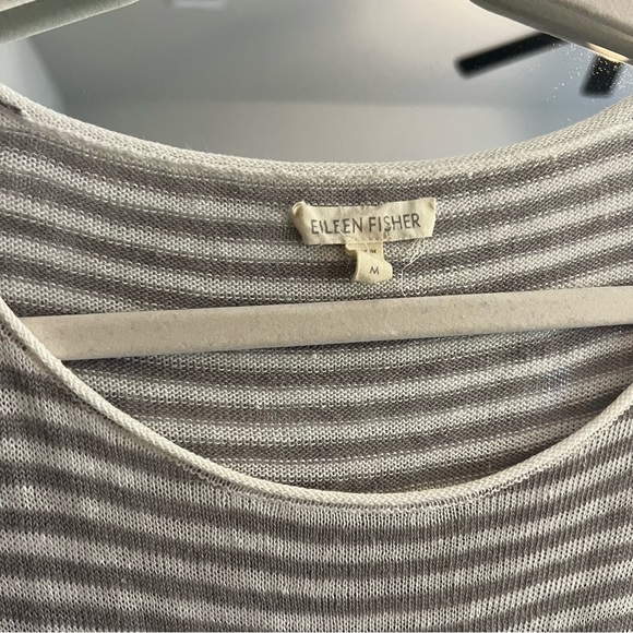 Eileen Fisher Natural Striped Linen Boxy Top - Picture 3 of 7